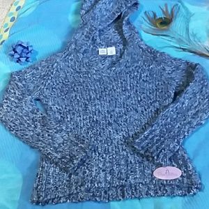 Womens blue soft hooded sweater